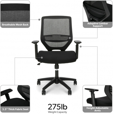 Scaun ergonomic de birou MC-1083, negru, inaltime reglabila